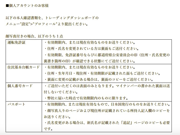 QUOINEX本人確認書類1点